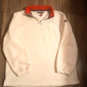 Tommy Hilfiger Size XL White Fleece quarter zip Pull over sweater